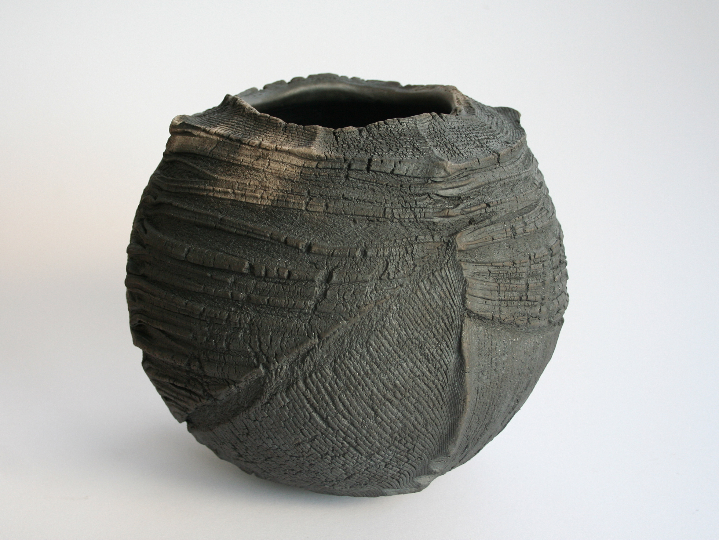 Patricia Shone. Erosion bowl 5 raku ceramic 17x19x19