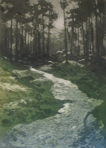Gregory Moore - Forest Stream (etching)