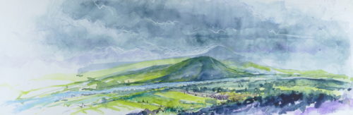 Libby Scott, Distant Storm Over Fife, 30 x 70cm