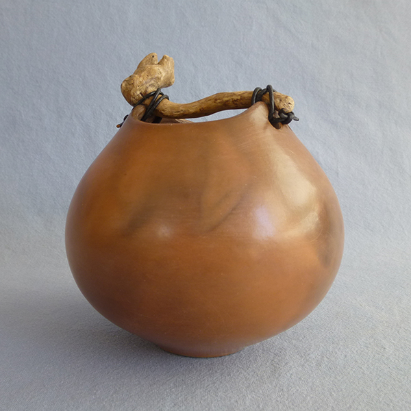 Anne Morrison. Smoked round red pot