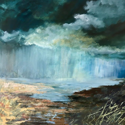 Penny Hunt. Passing Storm 106x106cm oil on canvas framed