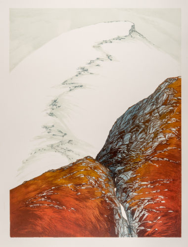 Laura Boswell. Red Falls (Linocut - 440 x590 mm)