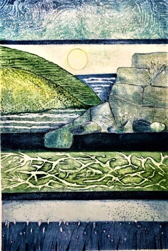 Gill Thompson. Tidelines - collagraph print