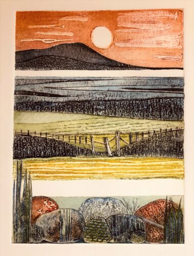 Gill Thompson. Over the water - collagraph print