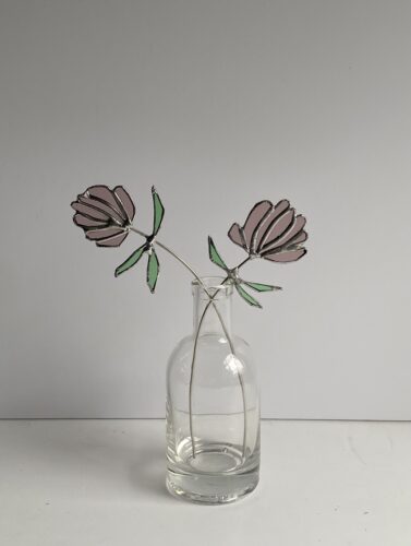 Stained glass flowers of clover by Samantha Yates.