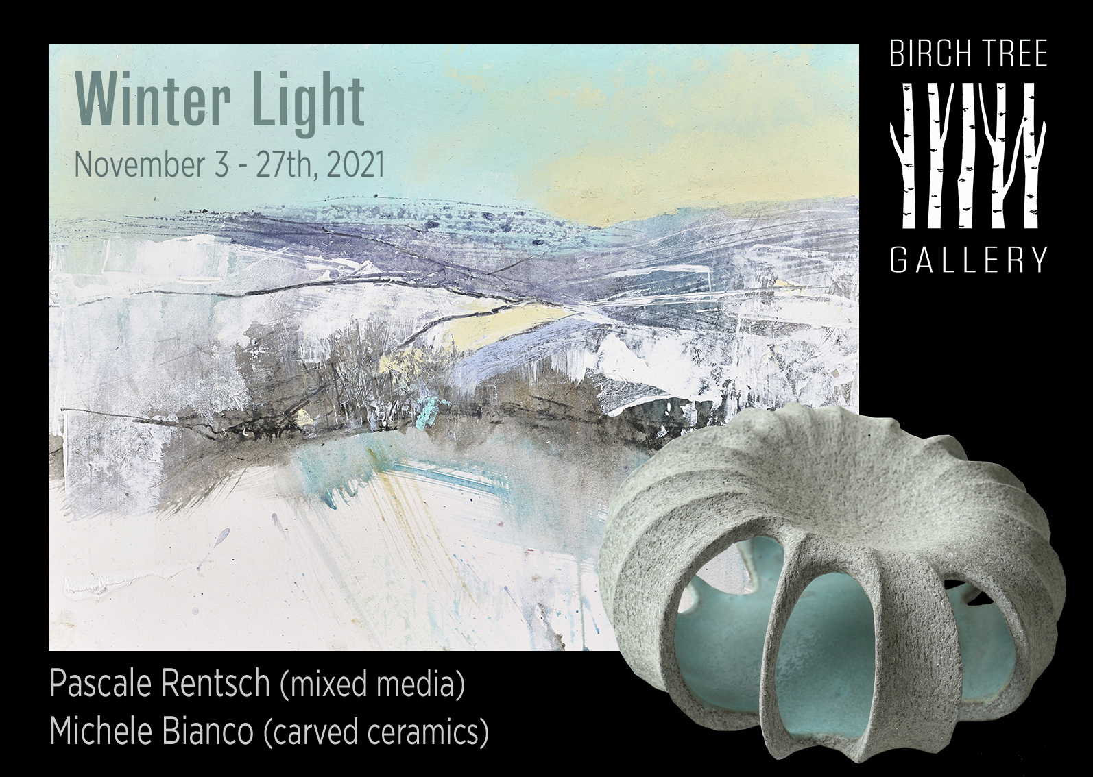 Birch Tree Gallery exhibition 'Winter Light' 2021 November