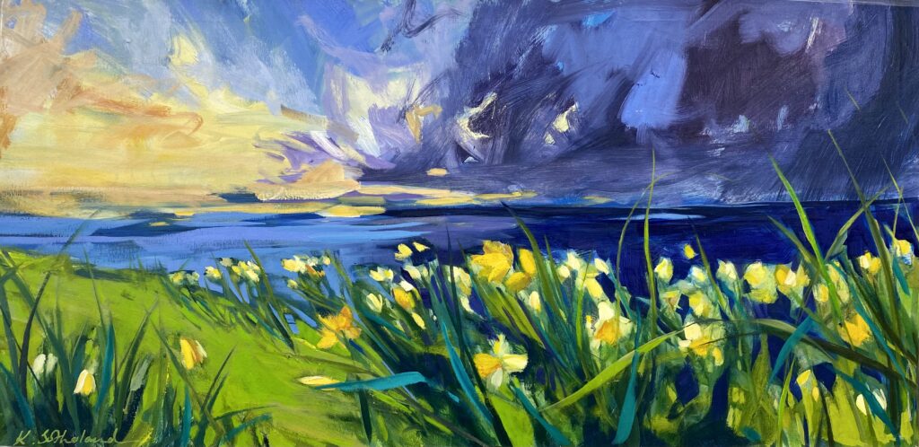 Katherine Sutherland. 'Dancing in the wind'oil on canvas,113x63cm