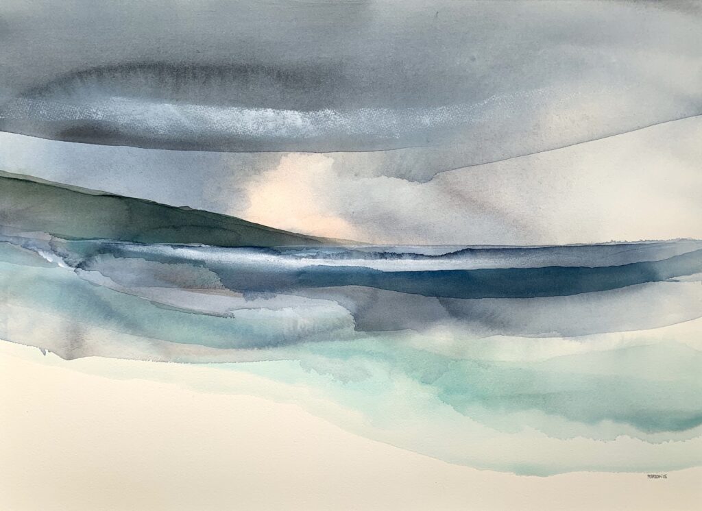 Peter Davis. First Days, Watercolour, bodycolour and chalk on paper, 2022 (50x70cm)