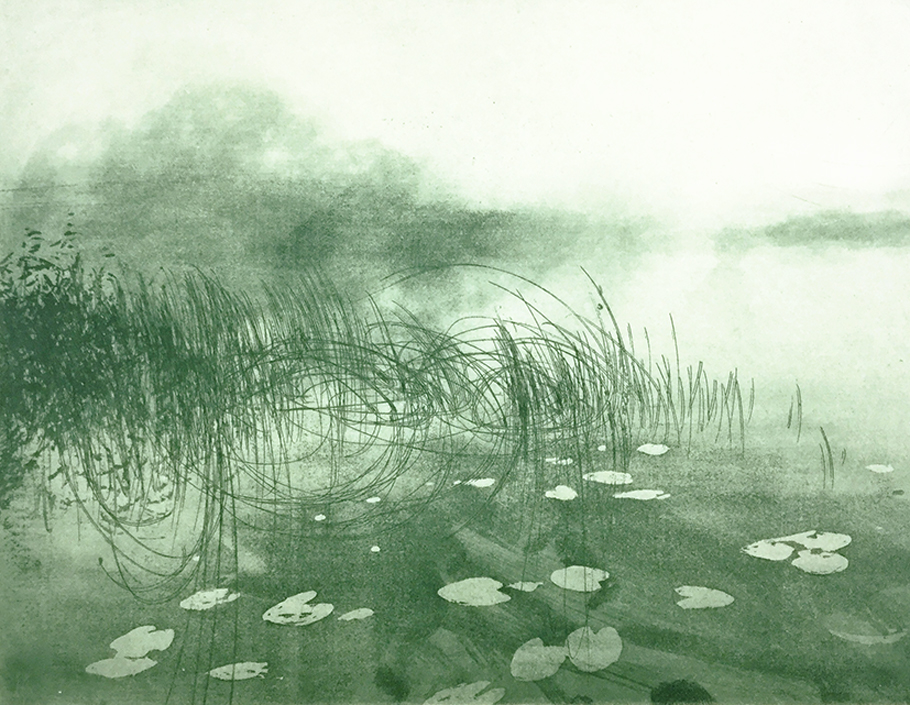 Gregory Moore. Quiet Waters (etching)