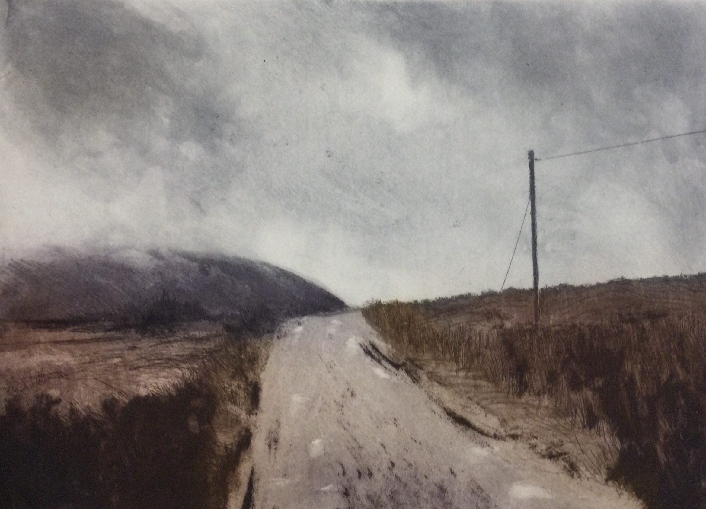 Gregory Moore. The bog road (etching)