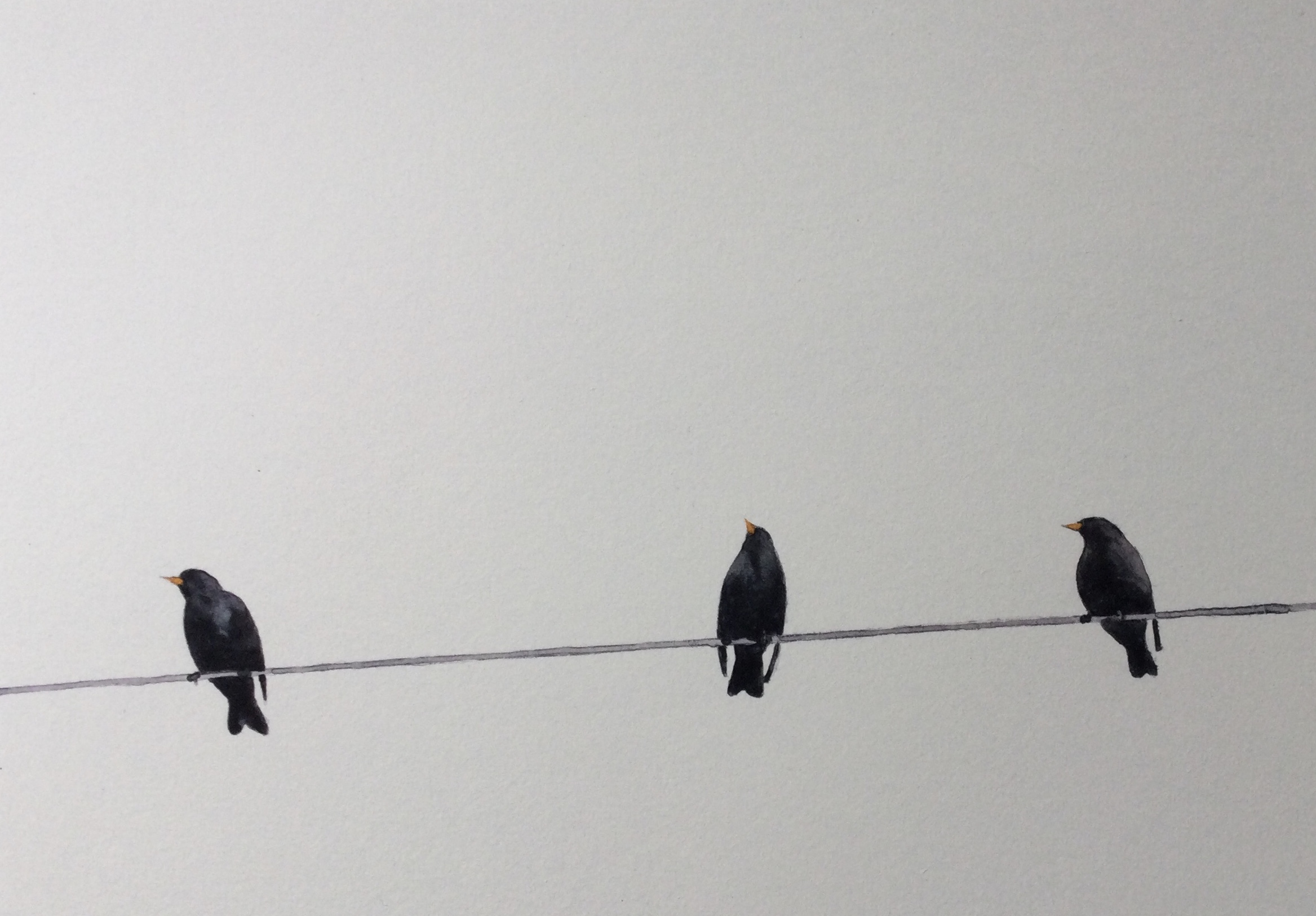 Gregory Moore. Three little birds (monoprint)