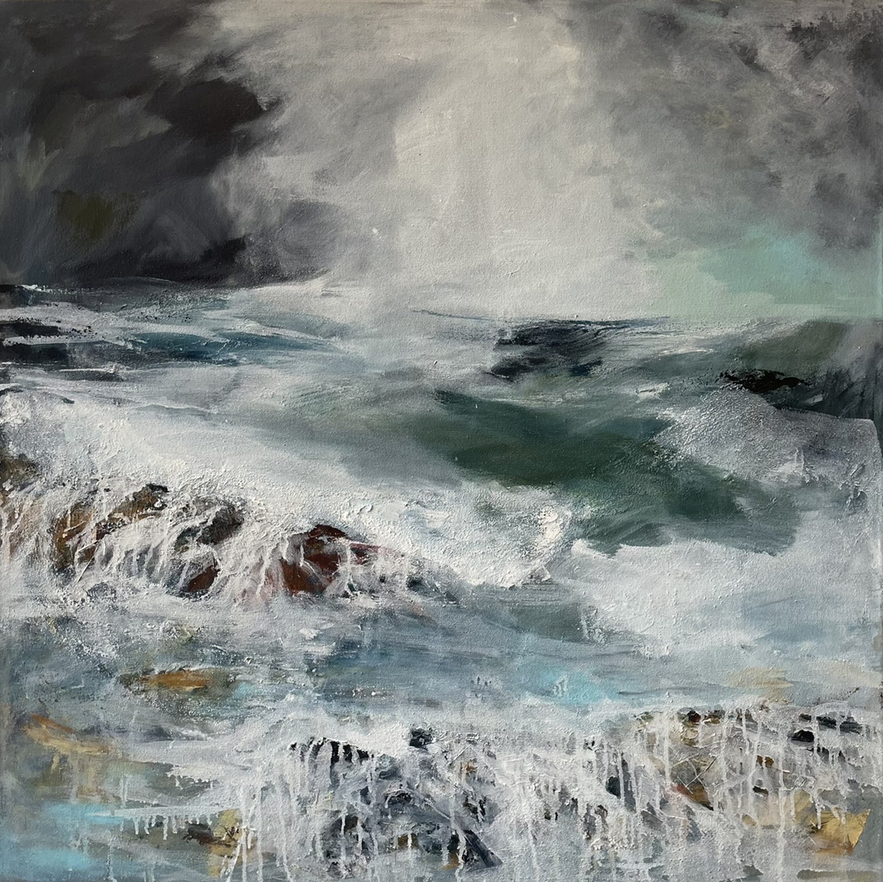 Green Sea, oil on canvas, 80x 80 cm