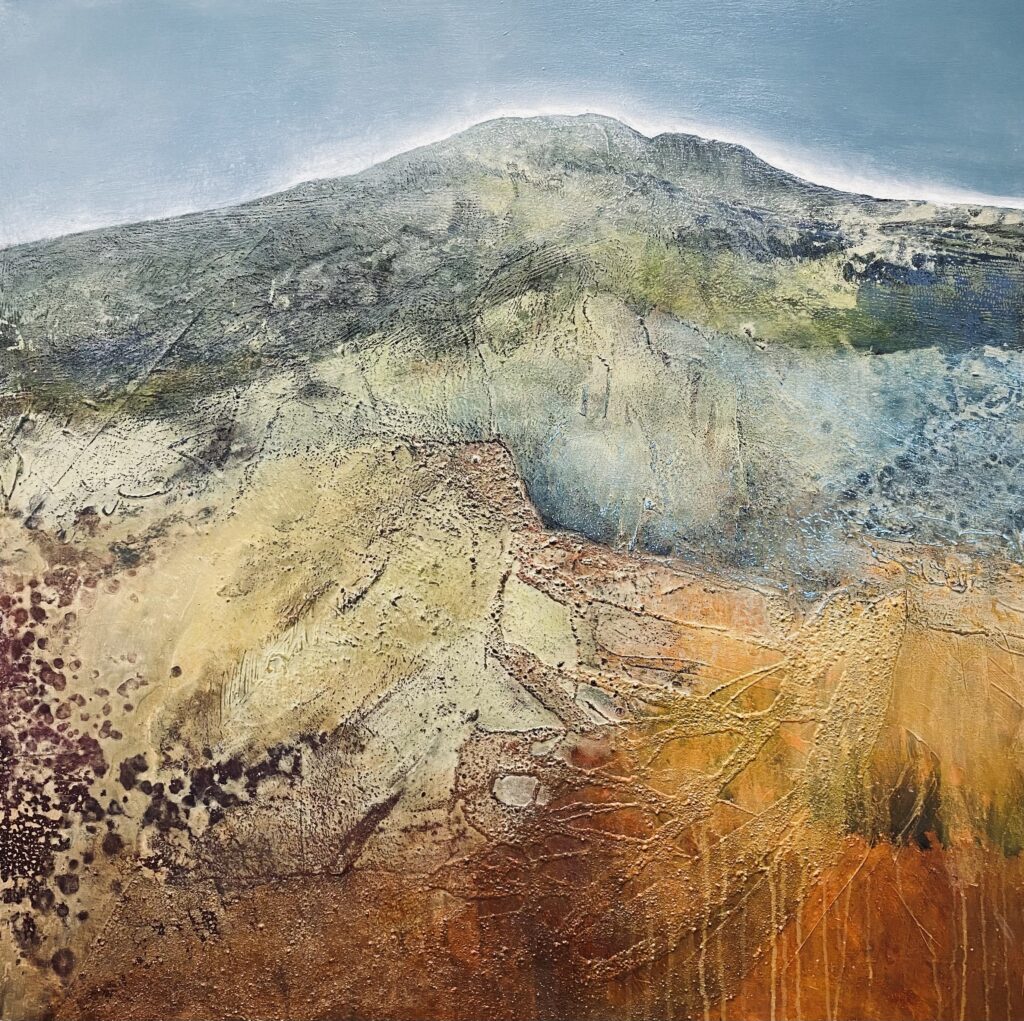 Glynnis Carter. Rock Face 91x91 cm (mixed media painting)