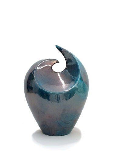 Leonie Rutter Vessel 470 wheel thrown sculptural vessel, Raku fired with turquoise glaze £160
