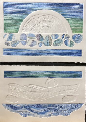 Gill Thompson. Hidden Depths, collagrapht with blind embossing