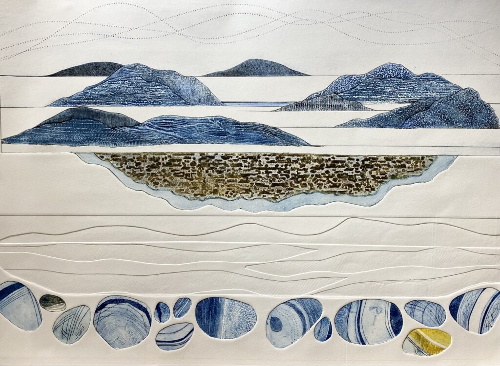 Gill Thompson. No Stone Unturned. Collagraph with blind embossing