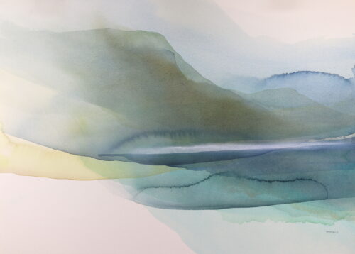 Peter Davis. On Mull, Watercolour, bodycolour and chalk on paper 2022 (50x70cm)