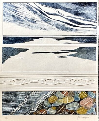 Gill Thompson. Time and Tide, collagraph with blind embossing
