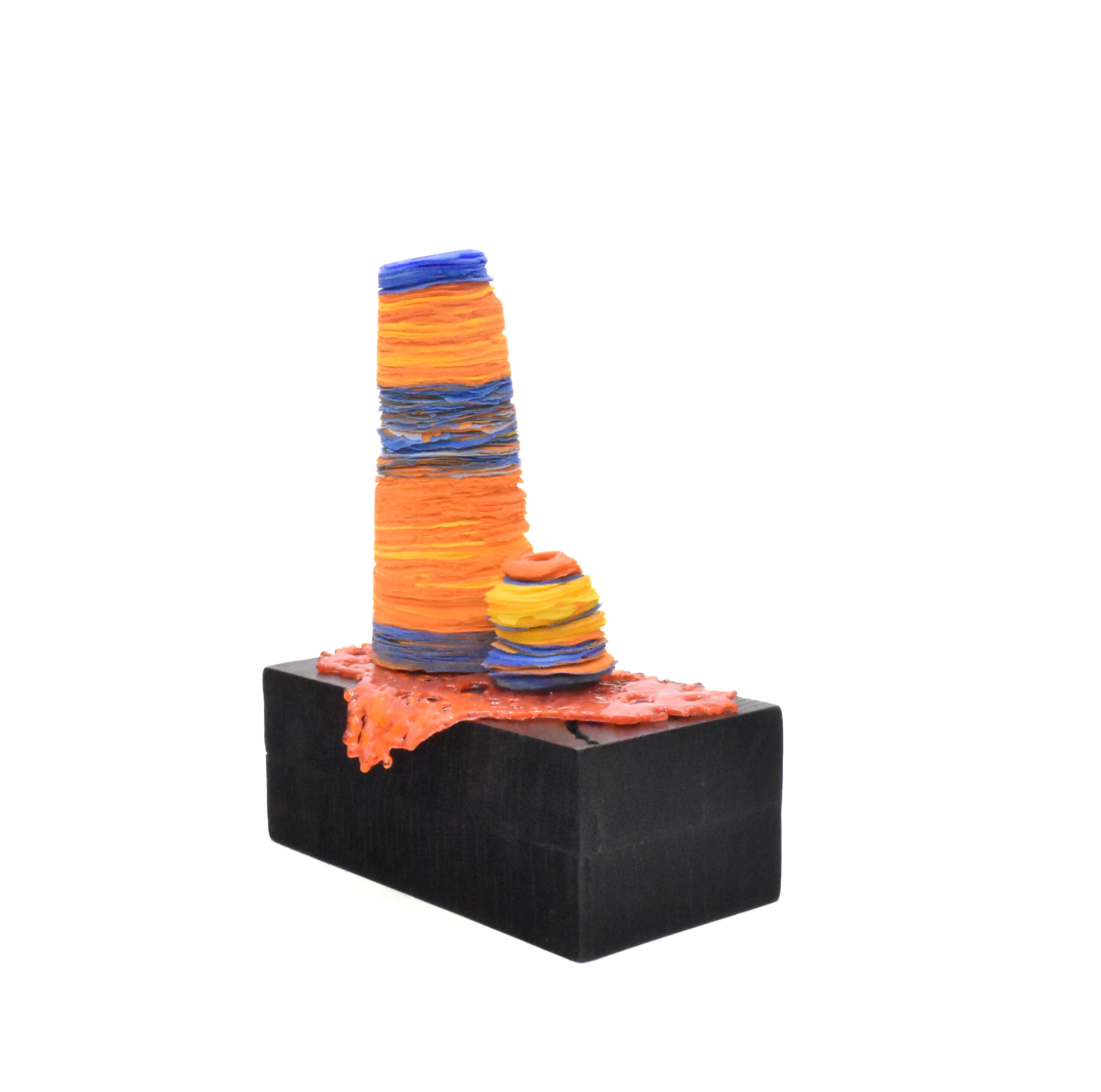 Alison Jardine 'Orange stack 1' 21(h)x16x8 Glass, silver leaf, paint on wood