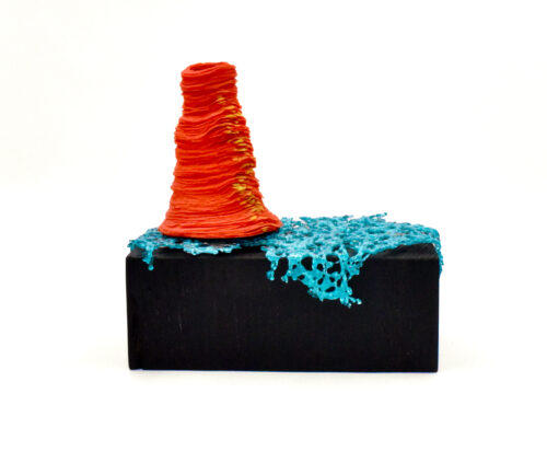 Alison Jardine 'Orange stack 2' 12(h)x16x9 Glass, silver leaf, paint on wood