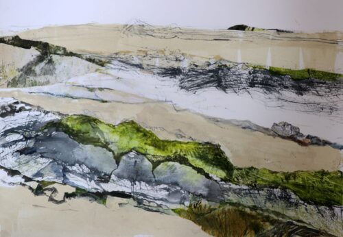 Ruth Thomas. Sandstorm (reduced). Mixed media, acrylic, brushwork, 72 x 90 cm