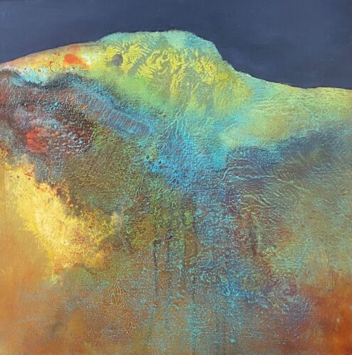 Glynnis Carter Lichen Landscape 50x50cm mixed media 2023